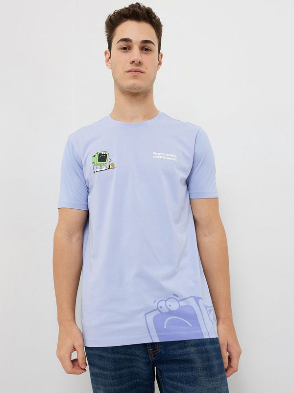 SPYKAR Men Graphic Printed Round Neck Cotton Slim Fit T-shirt