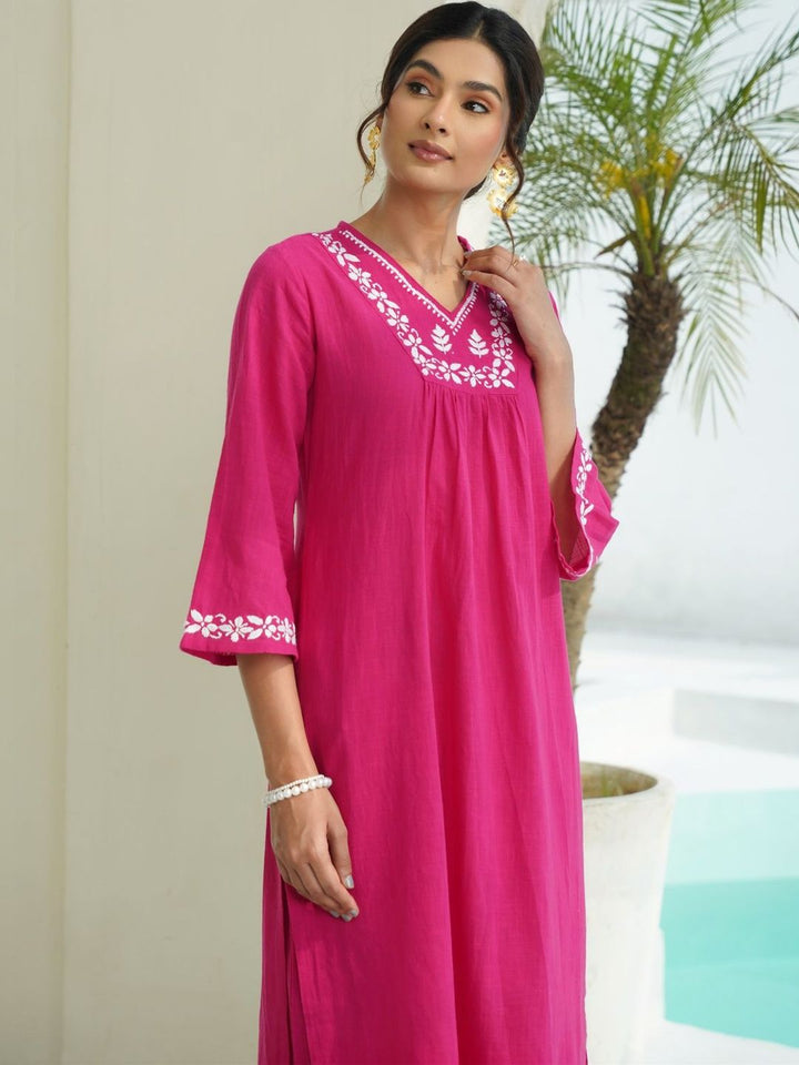 House of Chikankari Women 2 Pieces Regular Pure Cotton Kurta with Trousers Set