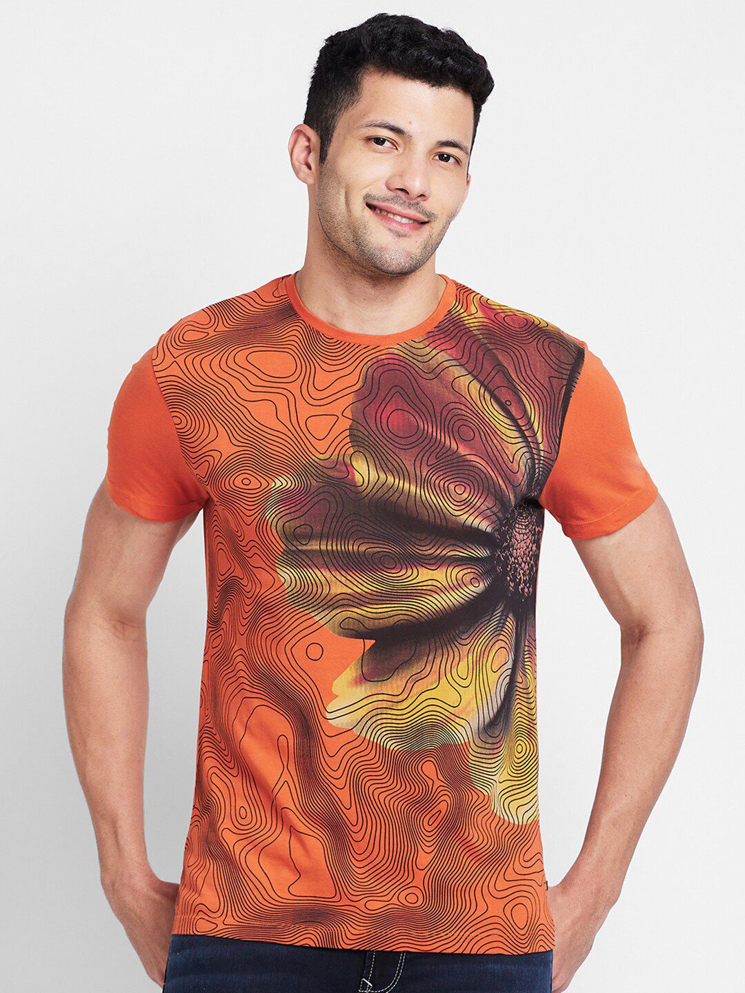 Being Human Abstract Printed Round Neck T-shirt