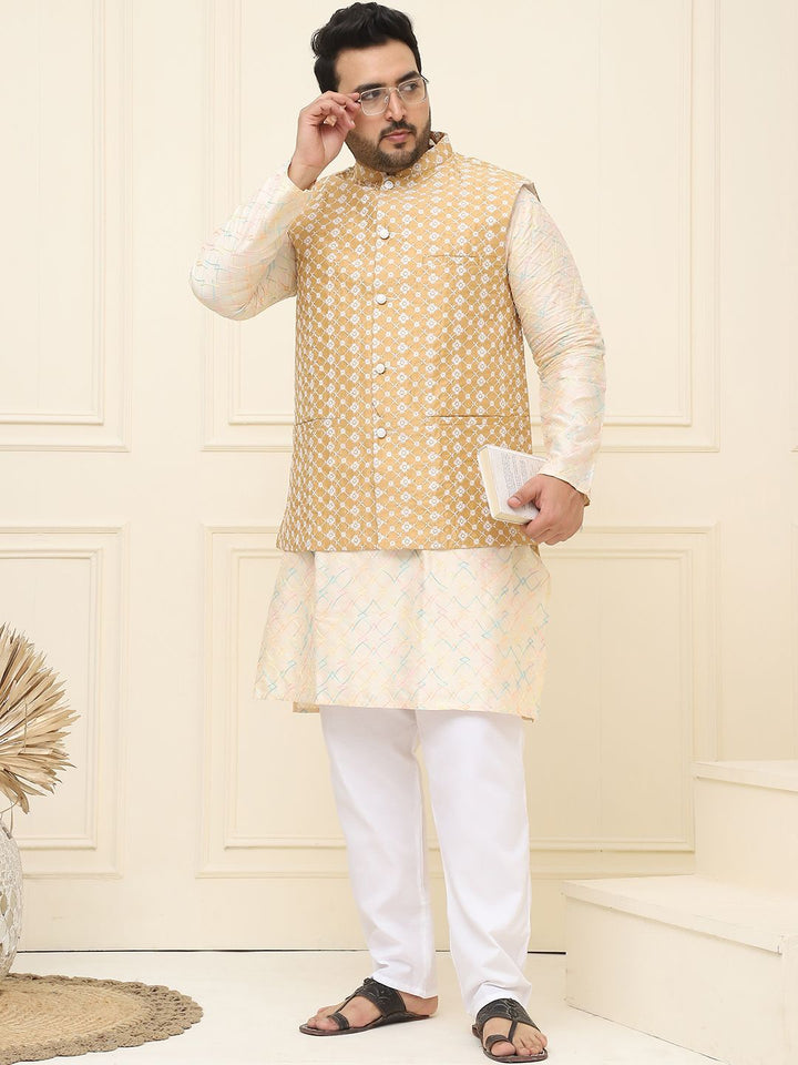 SOJANYA PLUS Jaket Sulam Lelaki Nehru Plus Size