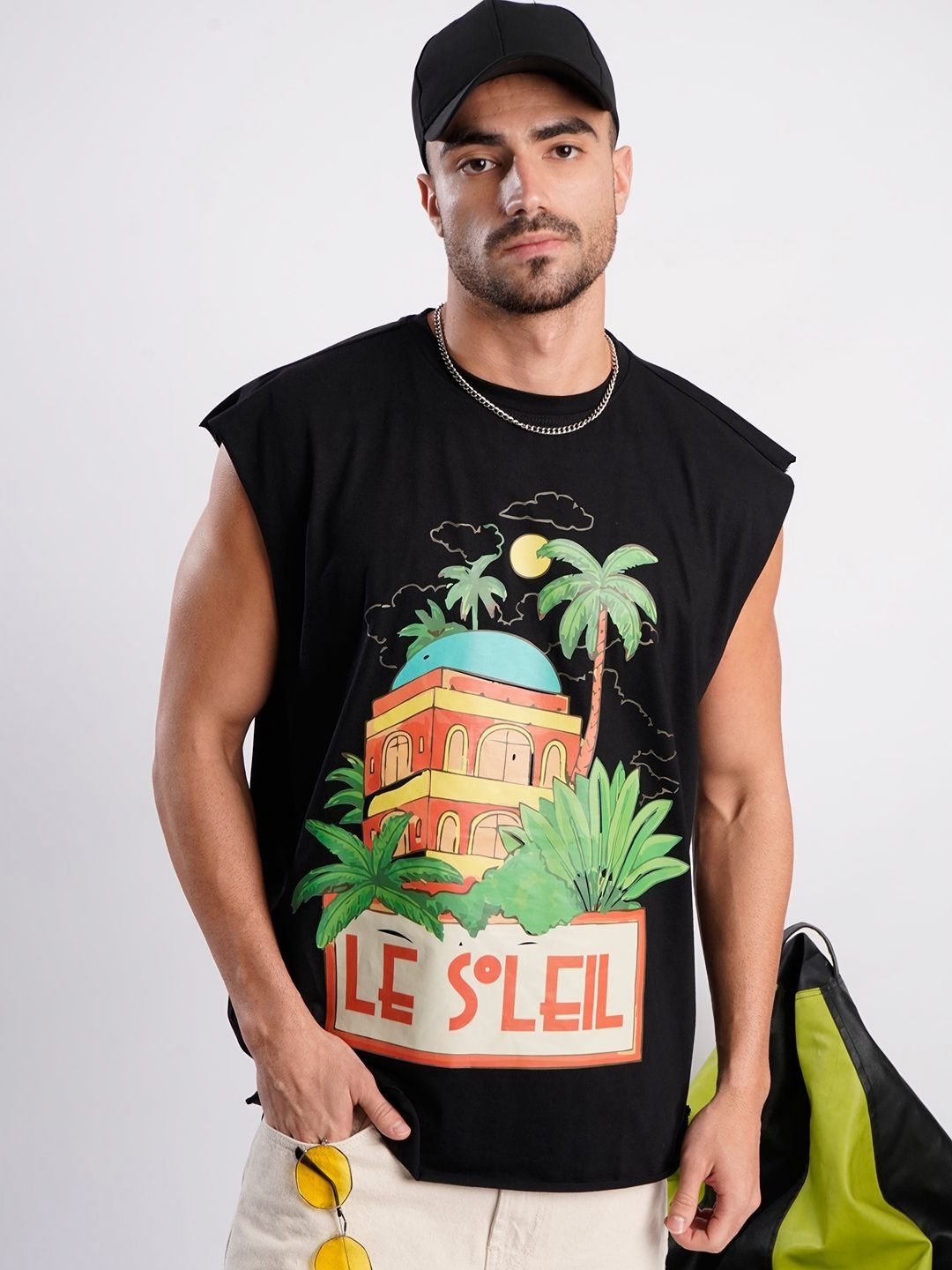 Bene Kleed Men Printed Extended Sleeves Tropical Raw Edge T-shirt