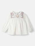 Nauti Nati Girl Cotton Ruffled Collar Embroidery Detail Top