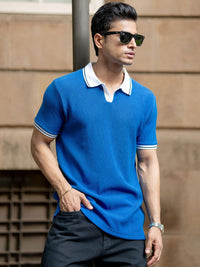 Powerlook SS25 Colourblocked Contrast Polo Collar T-Shirt
