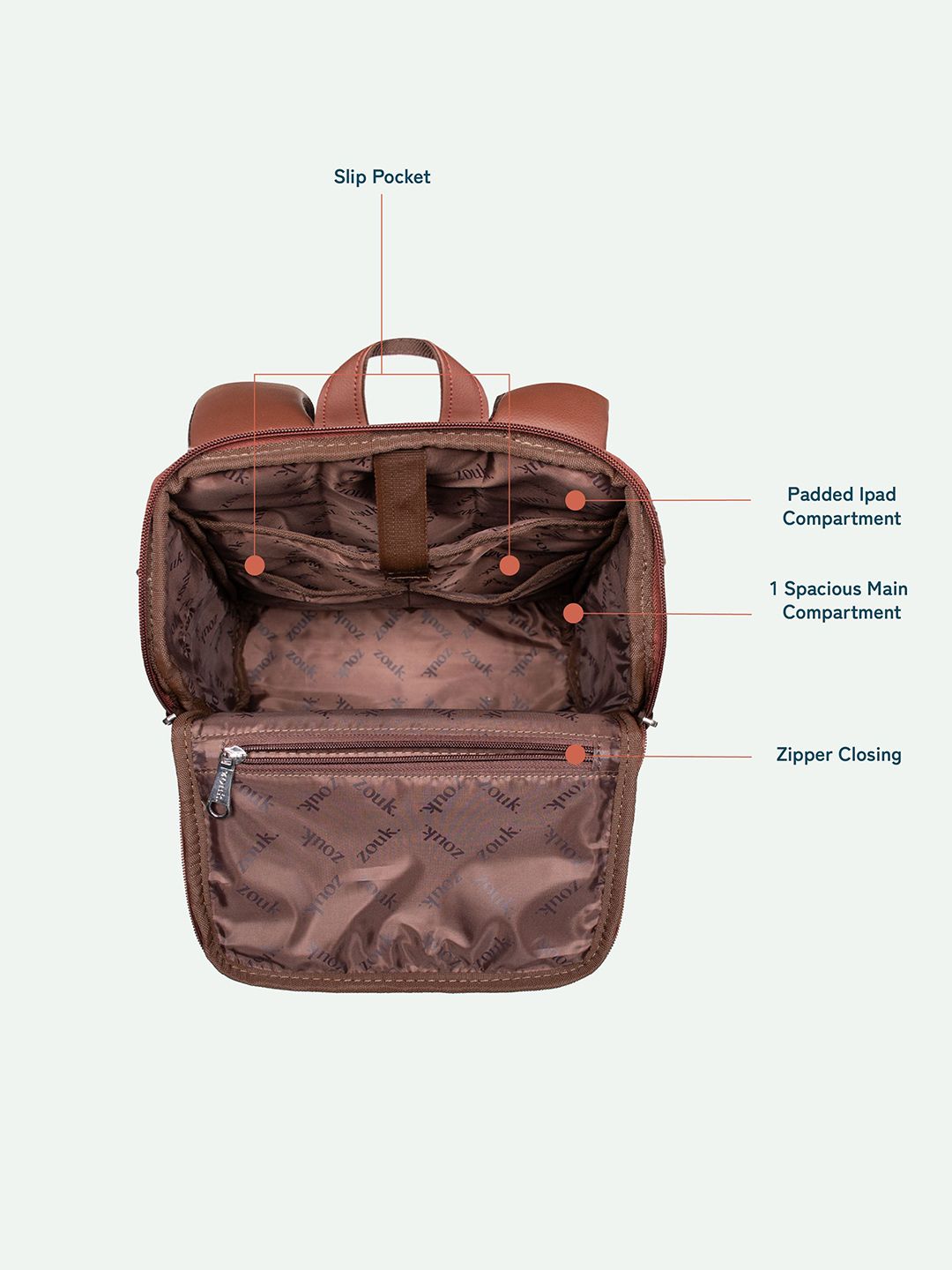 ZOUK Unisex Jet Black Amalia Daypack