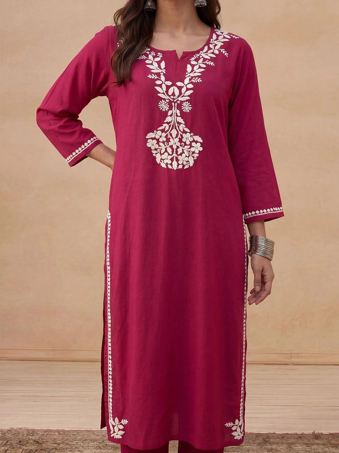House of Chikankari Women Regular Chikankari Kurta with Trousers