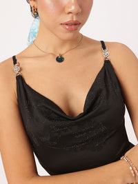 DressBerry Studded Siren Cowl Neck Midi Sheath Dress