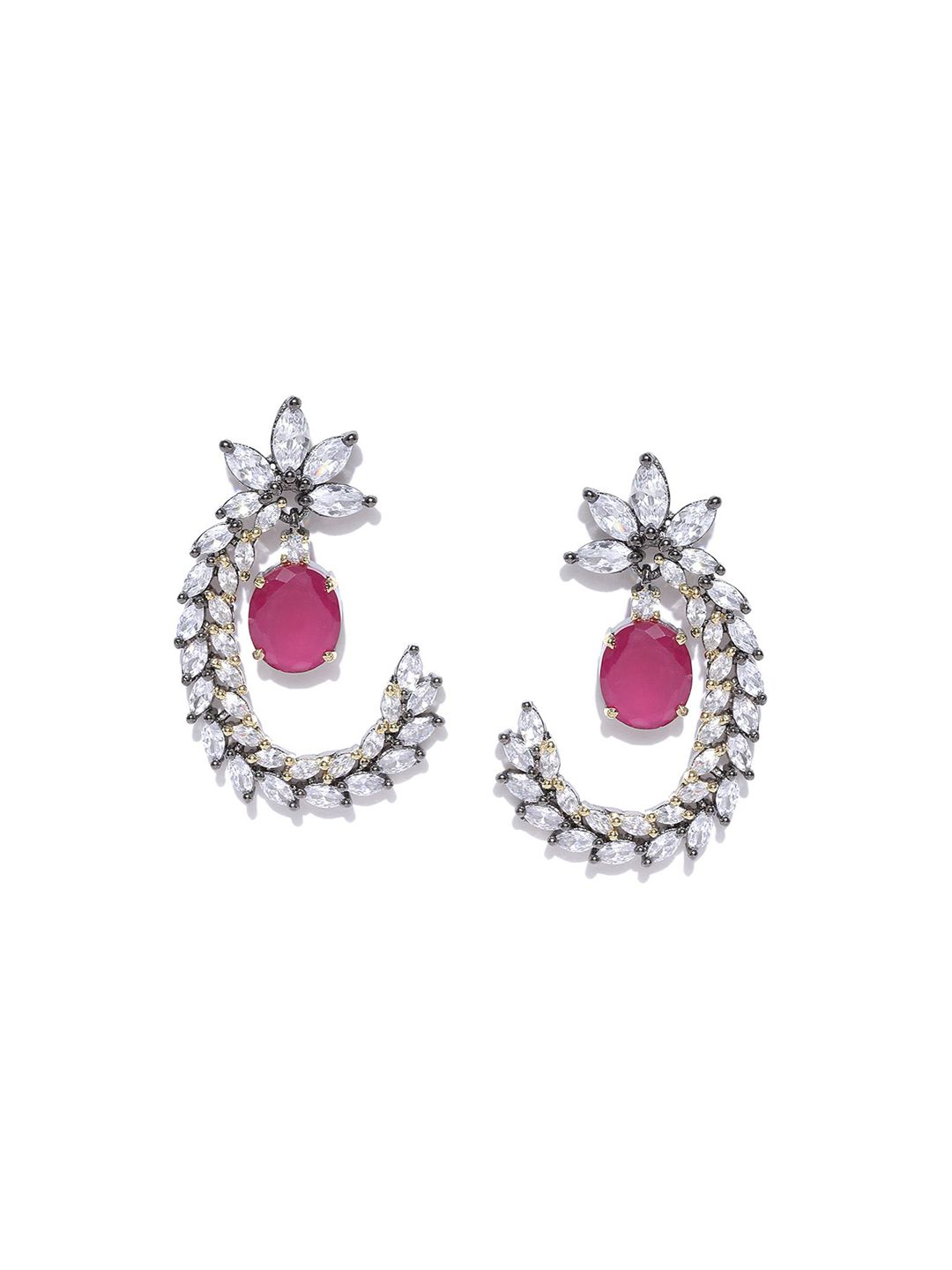 Anting-anting Drop Kontemporari Bersalut Emas Anouk Cubic Zirconia