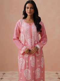 Rumah Chikankari Wanita Sulam Chikankari Cetakan Indie Kurta