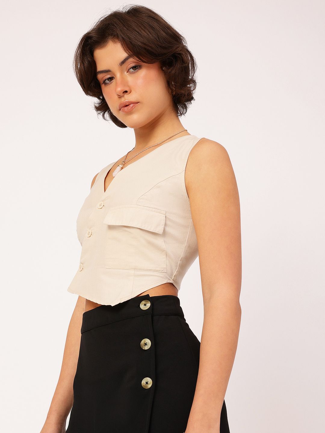 DressBerry Effortless Elegance Pocket Detail Shirt-Style Top
