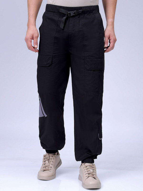 The Indian Garage Co Men Relaxed Fit Pure Cotton Utility Cargo Jogger