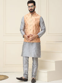 SOJANYA Mandarin Collar Kurta With Churidar & Nehru jacket