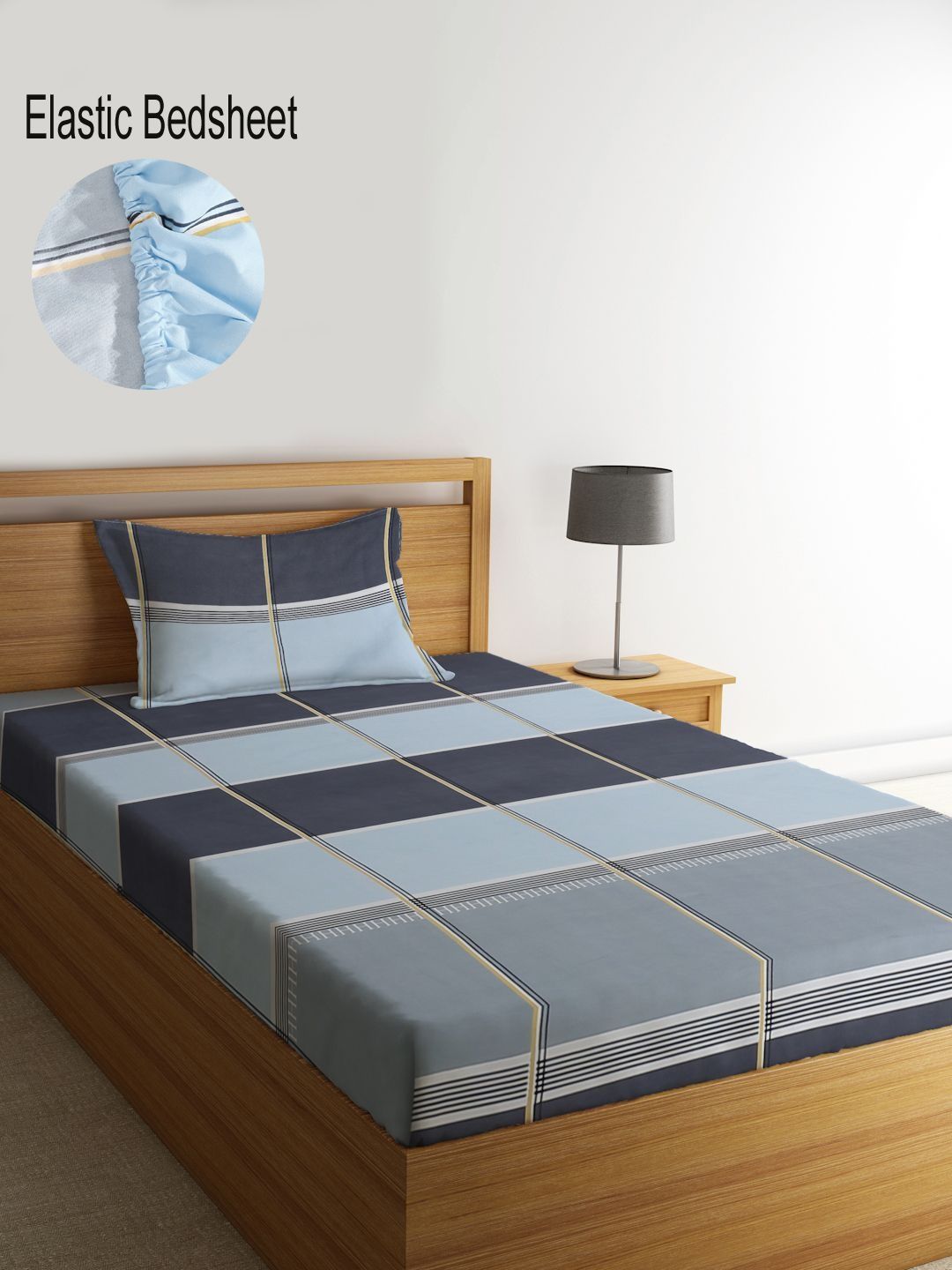 Myntra Elegant Homes Multicoloured Geometric 300 TC Single Bedsheet with 1 Pillow Covers