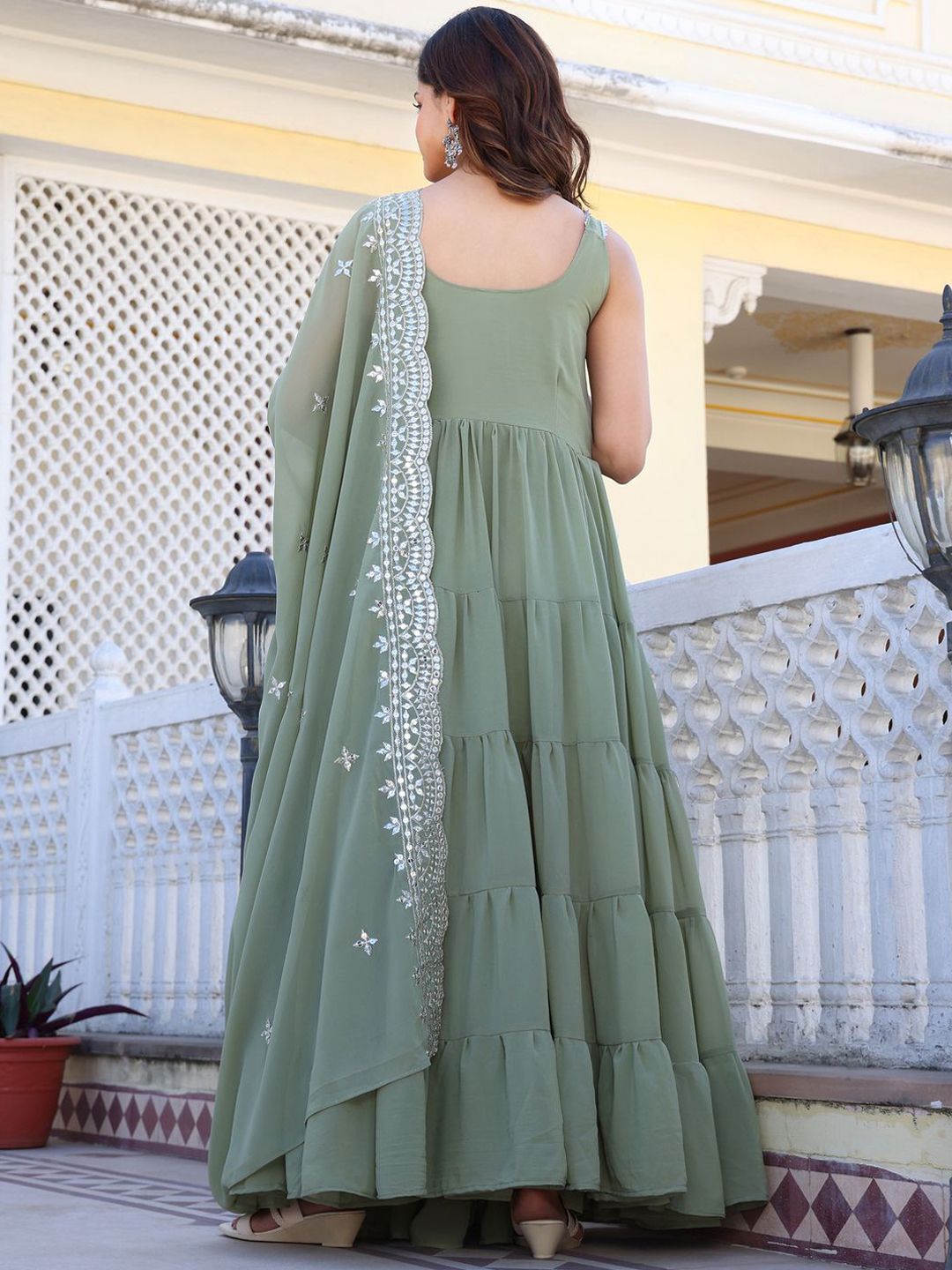 KALINI Women Layered Kurta with Trousers & With Dupatta