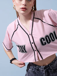 STREET 9 Women Typography Printed V-Neck Cotton Top