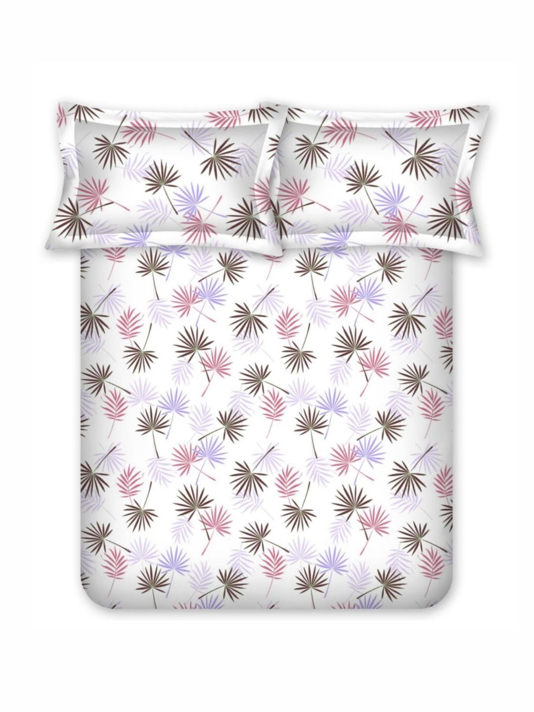 BOMBAY DYEING 525B Brown & White Floral 164 TC Pure Cotton Queen Bedsheet Set