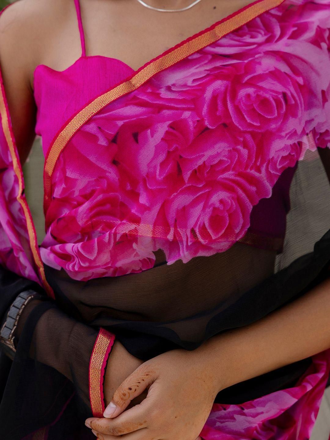 KALINI Floral  Pure Chiffon Saree