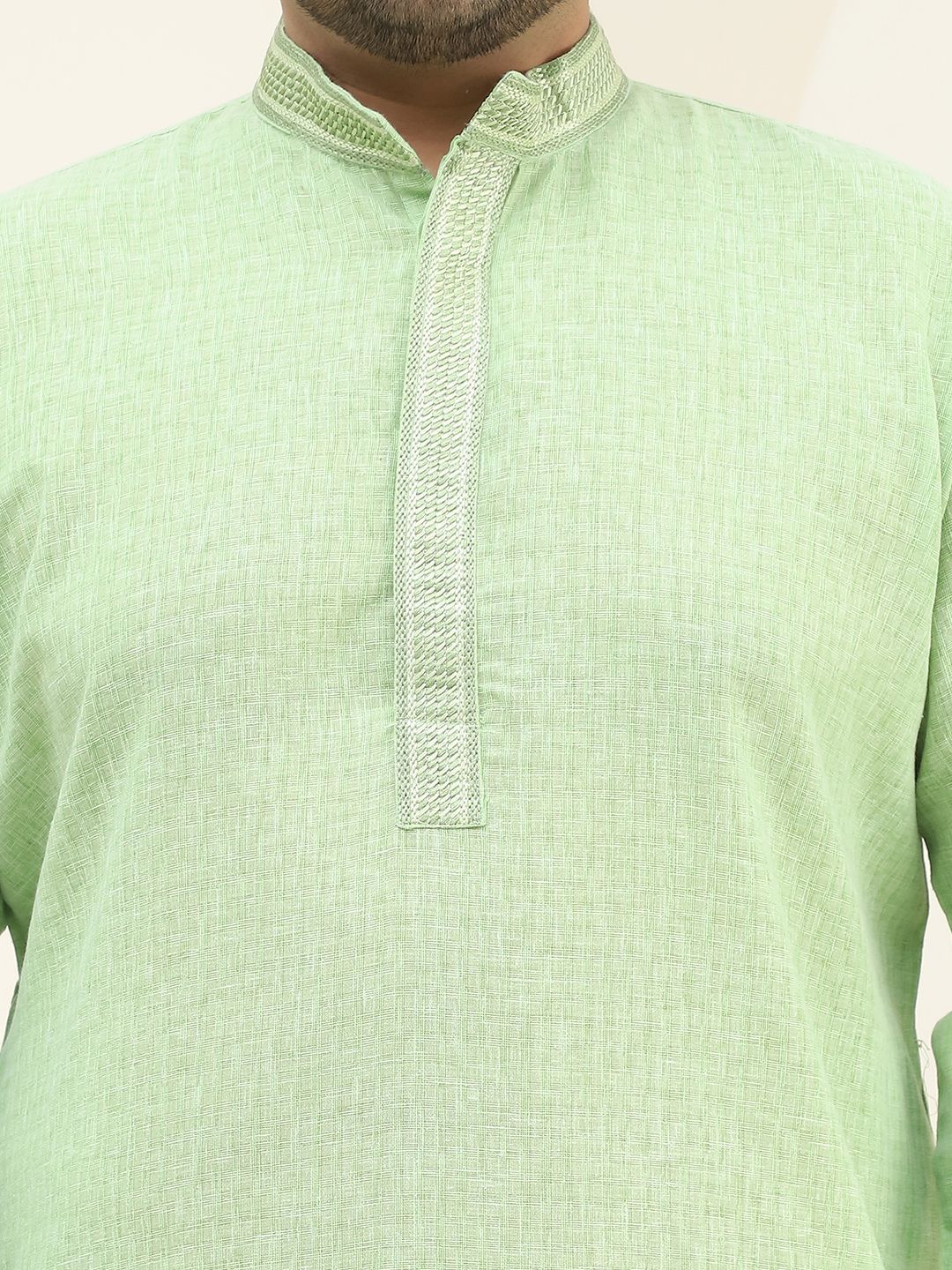 SOJANYA PLUS Woven Design Mandarin Collar Pure Cotton Straight Kurta with Pyjamas