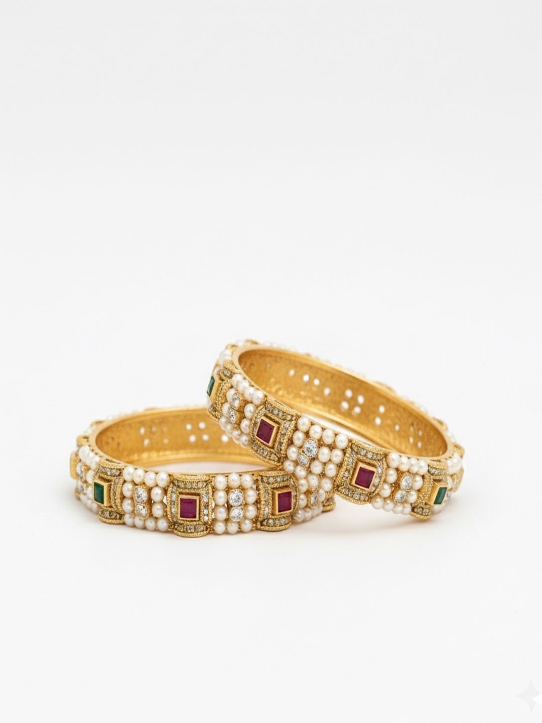 Set PANASH 2 Gelang Batu Bersalut Emas 24k Bertatah dan Manik