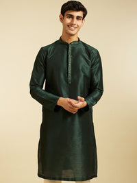 Diwas by Manyavar Floral Embroidered Mandarin Collar Thread Work Straight Kurta
