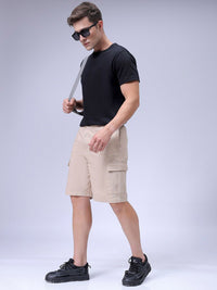 The Indian Garage Co Men Relaxed Fit Utility Pure Cotton Cargo Shorts