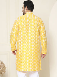 SOJANYA PLUS Floral Embroidered Band Collar Thread Work Straight Kurta
