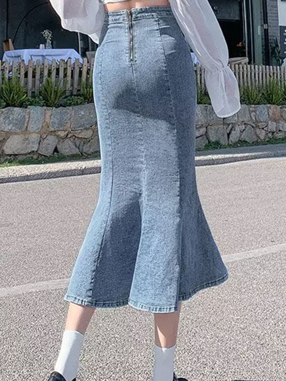DressBerry Front Slit Straight Midi Skirt