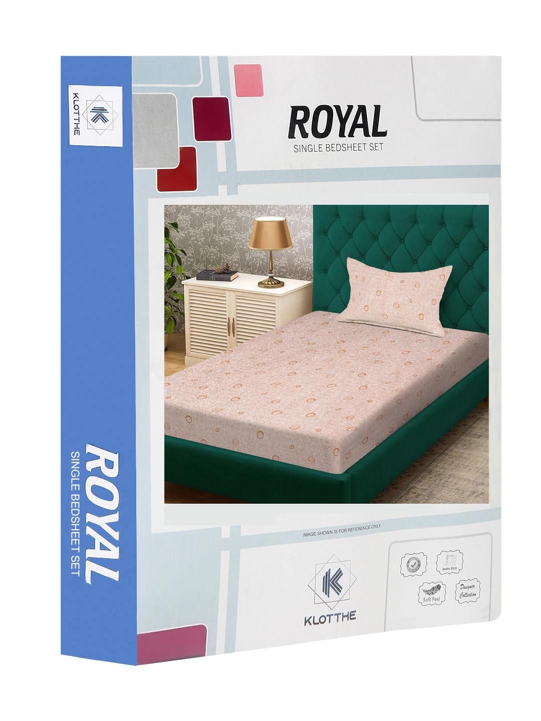 KLOTTHE Orange Geometric Polycotton Single Bedsheets
