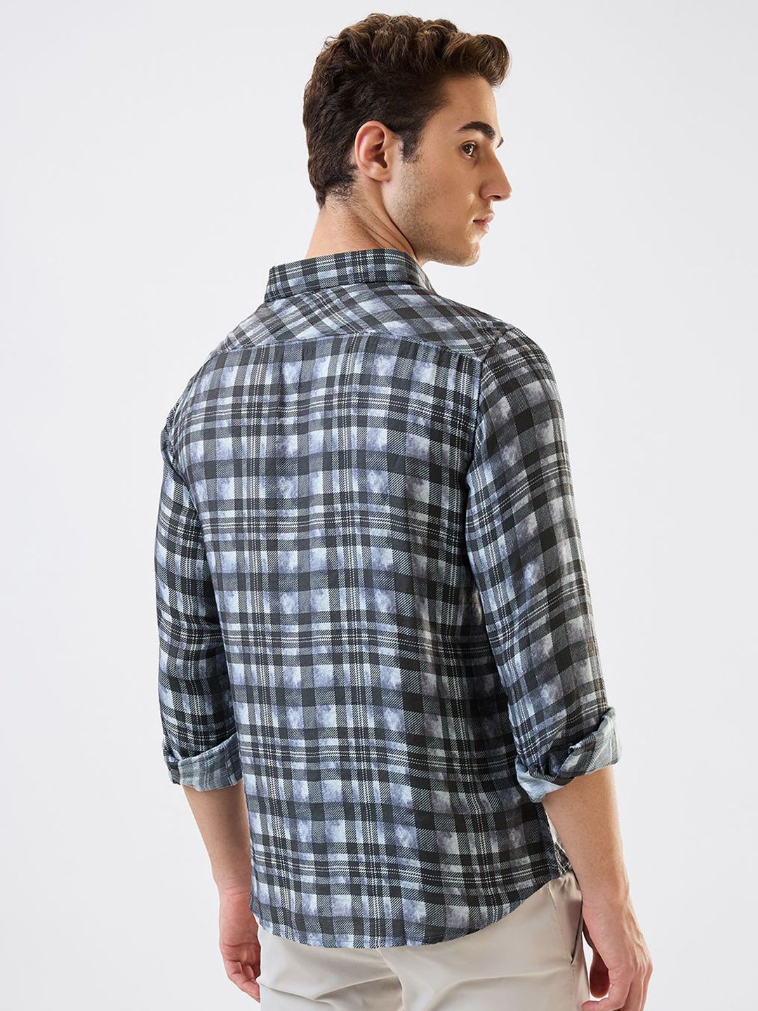 SPYKAR Men Slim Fit Spread Collar Tartan Checked Casual Shirt