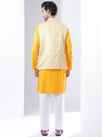 Anouk Men Embroidered Mandarin Collar Pure Cotton Kurta with Pyjamas With Nehru Jacket