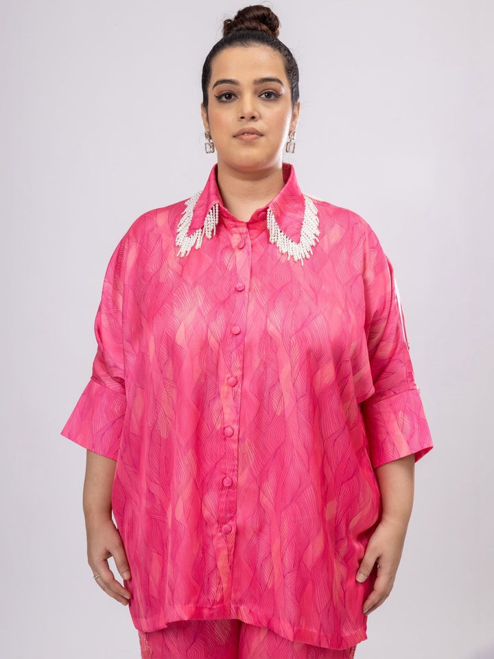 Mamicha Printed Shirt Collar Shirt & Trousers Co-Ords