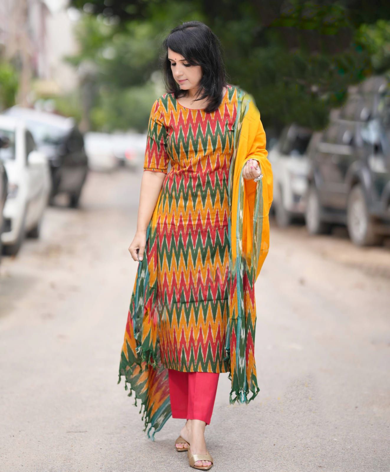 KALINI Women Ethnic Motifs Printed Regular Kurta with Trousers & With Dupatta