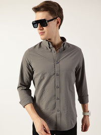 Thomas Scott Men Smart Button-Down Collar Textured Slim Fit Casual Shirt