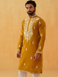 SOJANYA LUXE Lelaki Sulam Benang Kerja Kurta