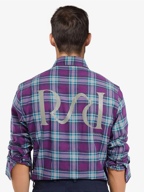 Lelaki Arnab Rare Comfort Button-Down Collar Tartan Memeriksa Baju Kasual Kapas