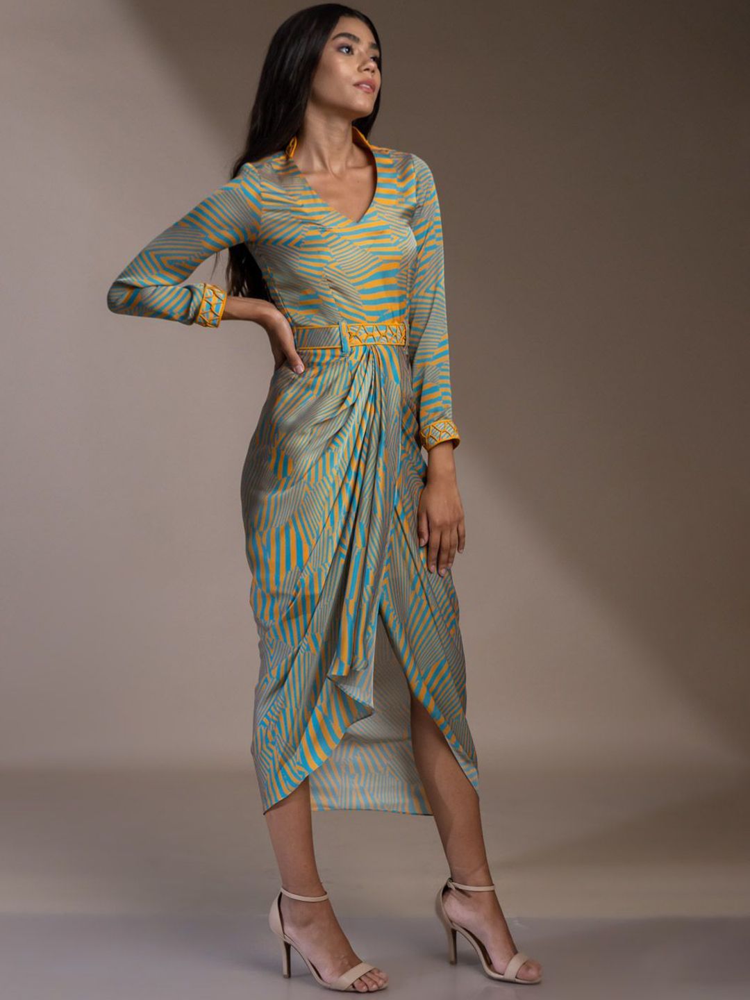 Mamicha Abstract Printed Satin Sheath Dress