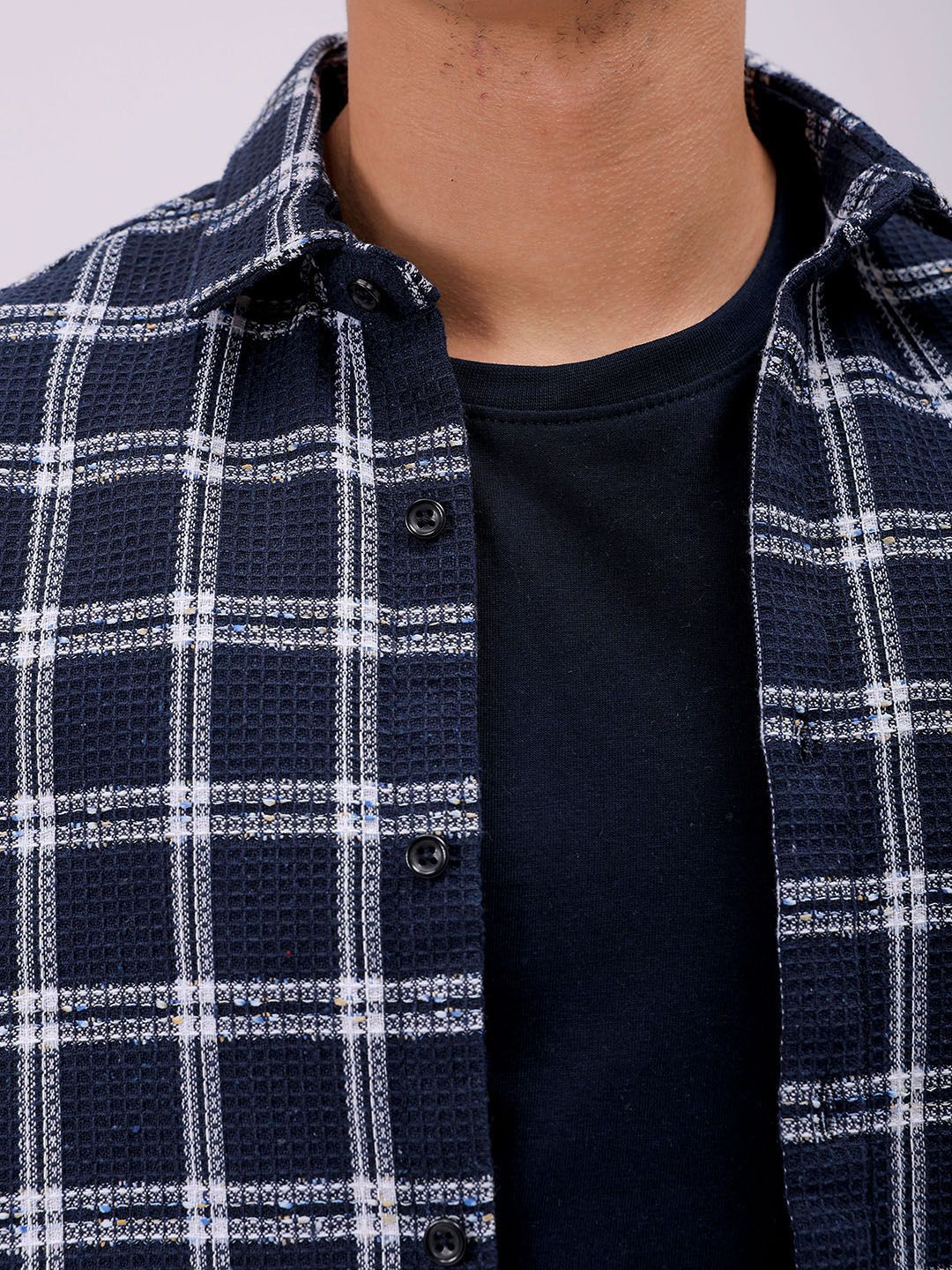 The Indian Garage Co Men Relaxed Fit Checked Textured Resortwear Shirt