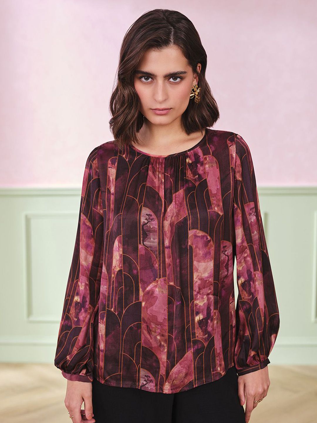 AND Women Abstract Printed Top