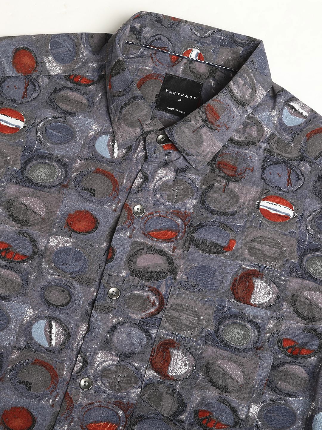 VASTRADO Men Classic Spread Collar Abstract Printed Slim Fit Casual Shirt