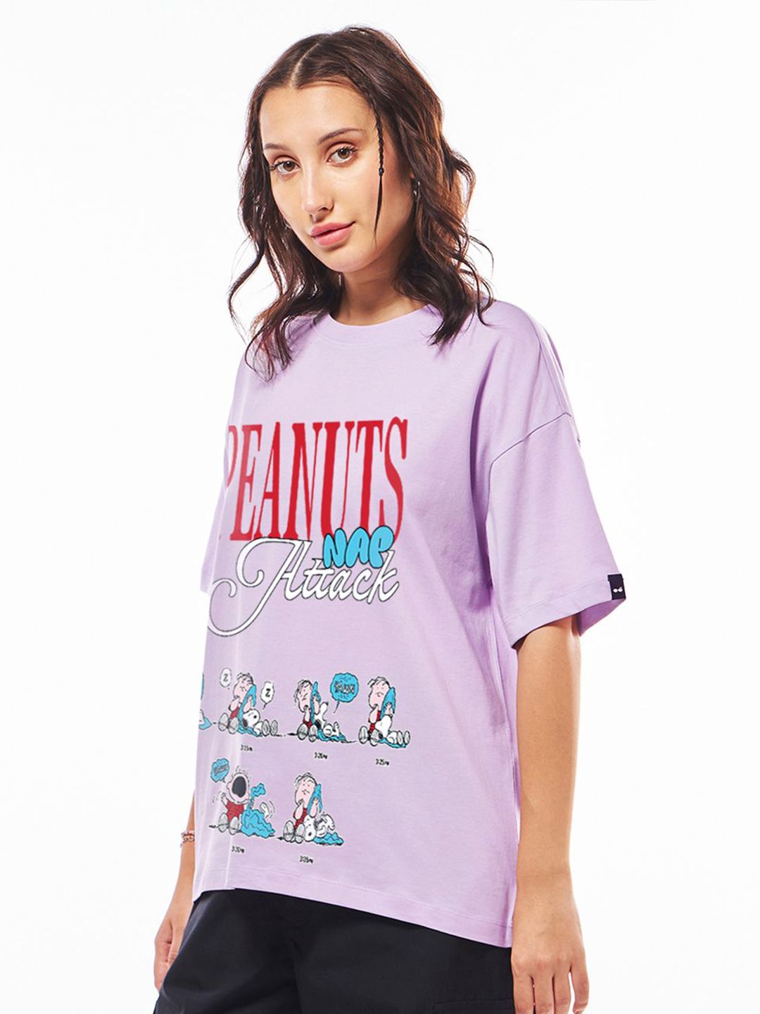 Bewakoof Women Graphic Printed Round Neck Cotton Oversized T-shirt