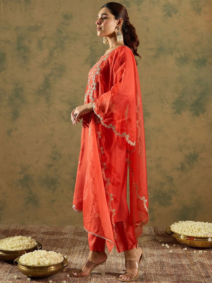 Indo Era Ethnic Motifs Embroidered Kurta With Trousers & Dupatta