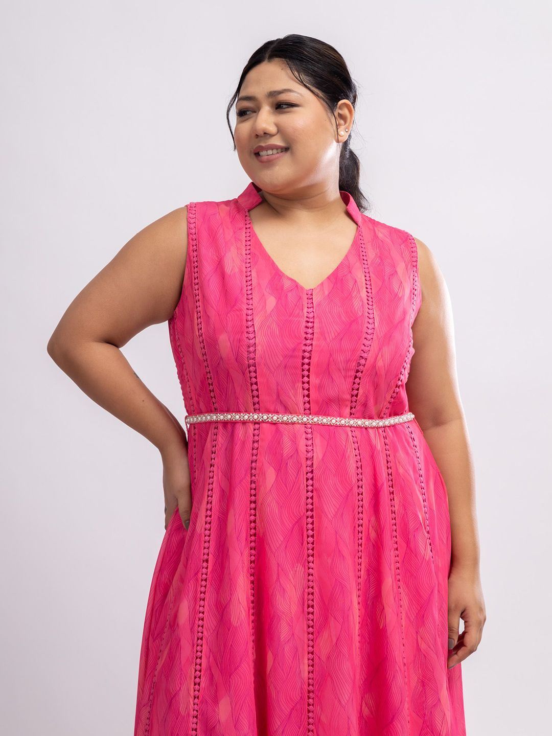 Pakaian Mamicha Cobweb Wanita Bercetak Georgette Maxi