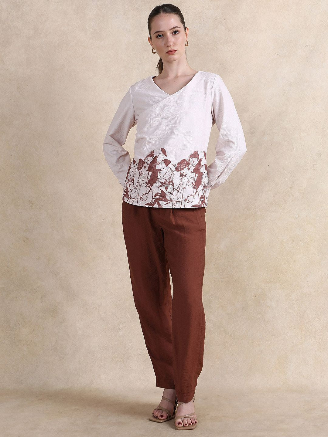 Rareism Floral Print Cotton Top