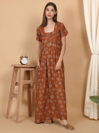 Sweet Dreams Women Floral Printed Pure Cotton Maxi Nightdress