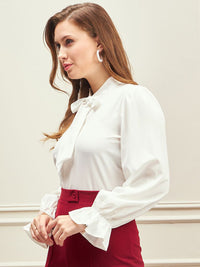 Berrylush Tie-Up Neck Bishop Sleeves Top