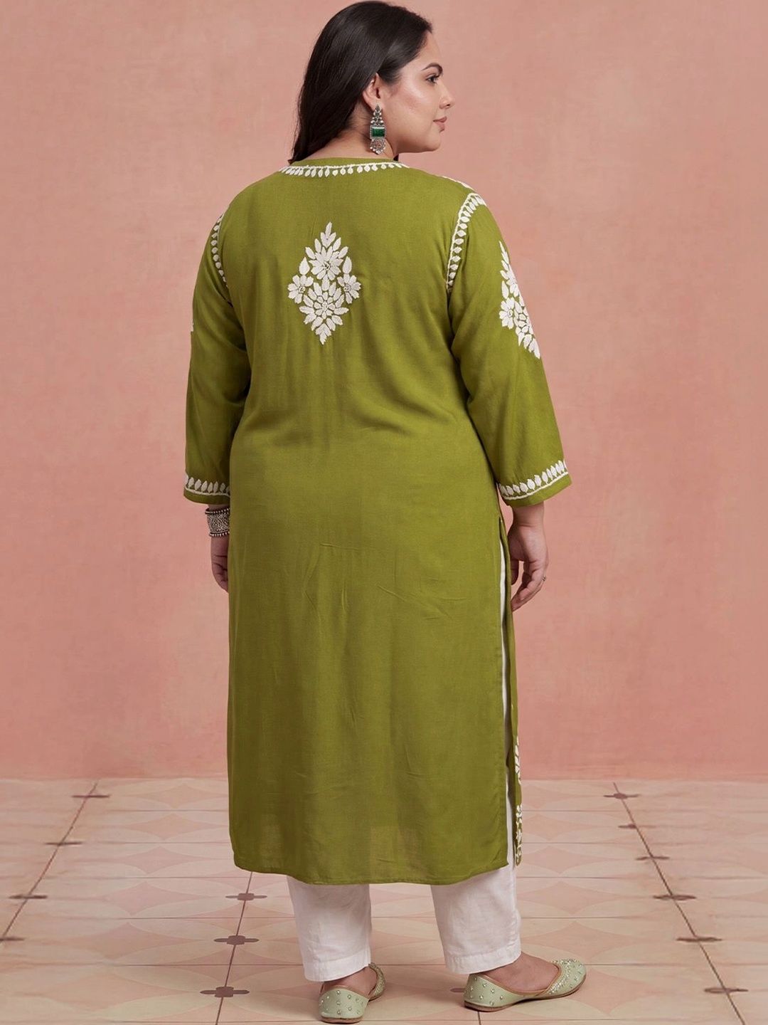 Rumah Wanita Chikankari Sulam Kurta Chikankari