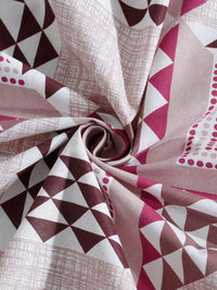 KLOTTHE Pink Geometrirc Printed Dilengkapi 400 TC Kapas Cadar King & 2 Sarung Bantal