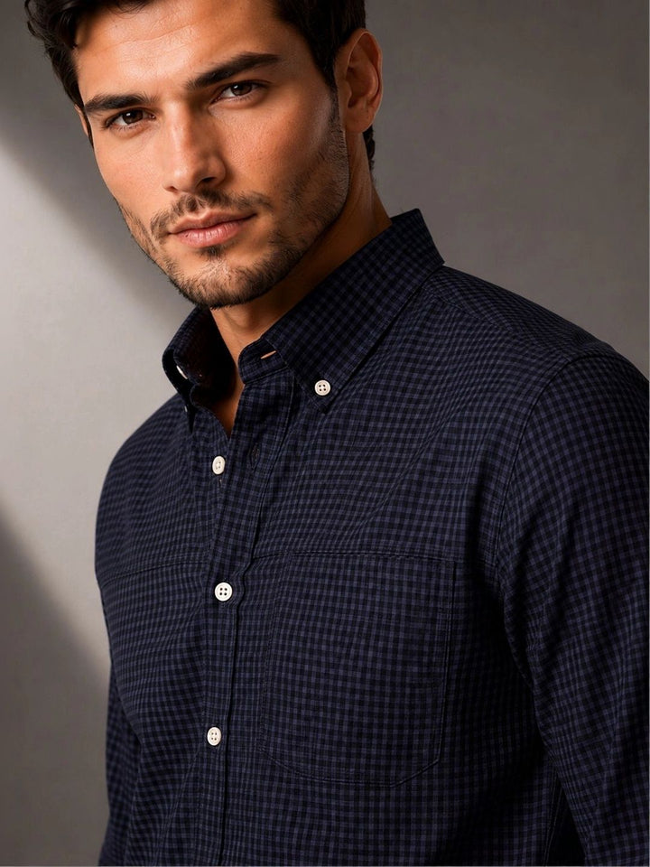 ADRO Men Standard Micro Checks Checked Semiformal Shirt
