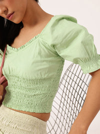 DressBerry Cool Matcha Smocked & Snatched Crop Top