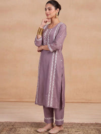 House of Chikankari Women Ethnic Motifs Embroidered Regular Thread Work Kurta with Trousers