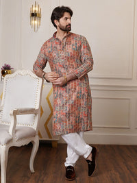 SOJANYA Bunga Sulam Zari Mandarin Collar Cotton Silk Straight Kurta